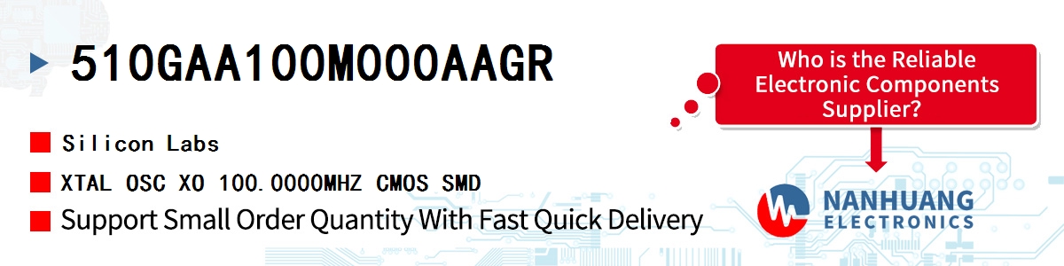 510GAA100M000AAGR Silicon Labs XTAL OSC XO 100.0000MHZ CMOS SMD