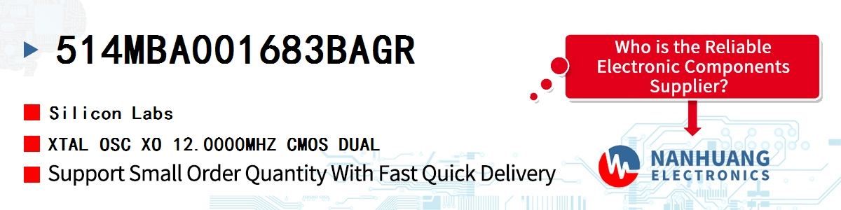 514MBA001683BAGR Silicon Labs XTAL OSC XO 12.0000MHZ CMOS DUAL