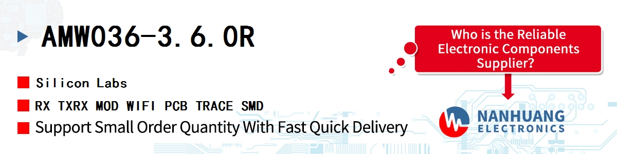 AMW036-3.6.0R Silicon Labs RX TXRX MOD WIFI PCB TRACE SMD