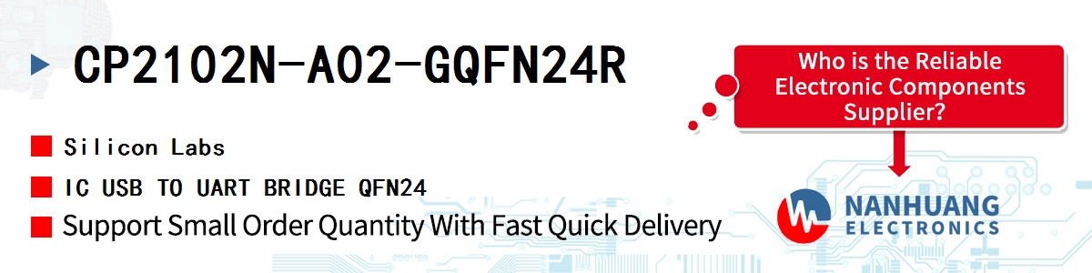 CP2102N-A02-GQFN24R Silicon Labs IC USB TO UART BRIDGE QFN24