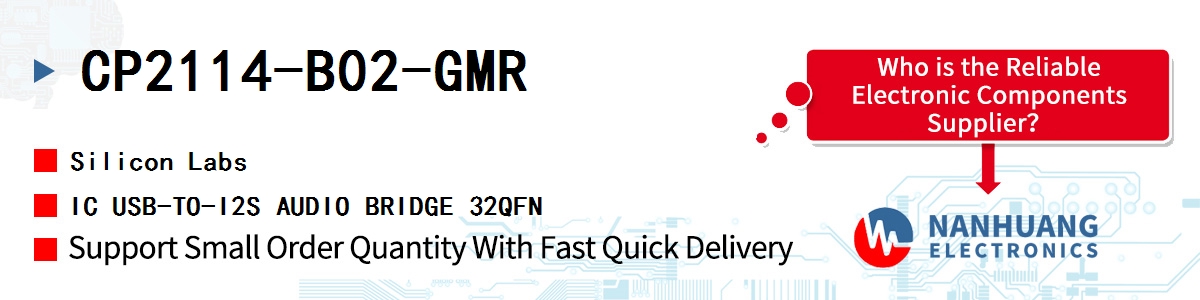 CP2114-B02-GMR Silicon Labs IC USB-TO-I2S AUDIO BRIDGE 32QFN