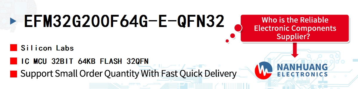 EFM32G200F64G-E-QFN32 Silicon Labs IC MCU 32BIT 64KB FLASH 32QFN