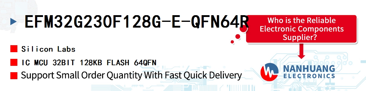 EFM32G230F128G-E-QFN64R Silicon Labs IC MCU 32BIT 128KB FLASH 64QFN