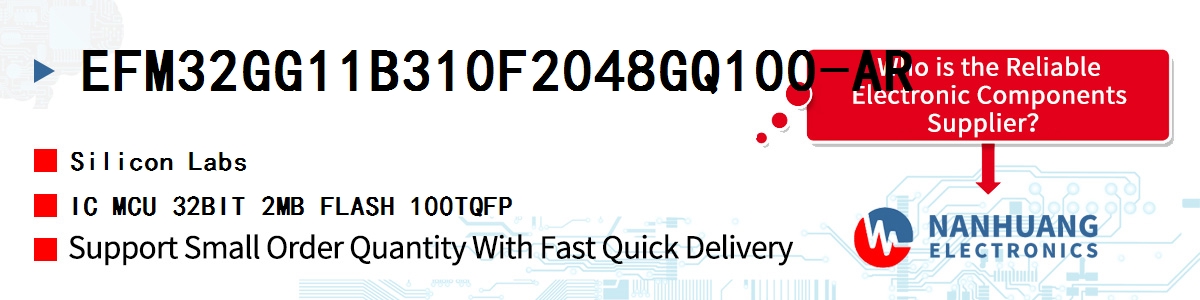 EFM32GG11B310F2048GQ100-AR Silicon Labs IC MCU 32BIT 2MB FLASH 100TQFP