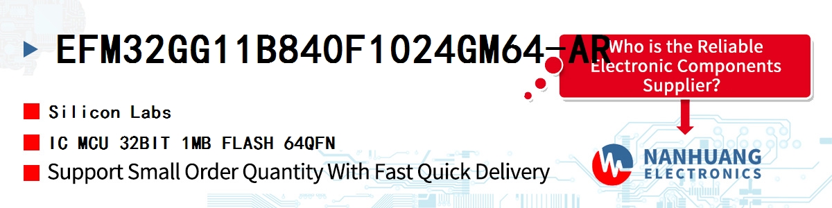 EFM32GG11B840F1024GM64-AR Silicon Labs IC MCU 32BIT 1MB FLASH 64QFN