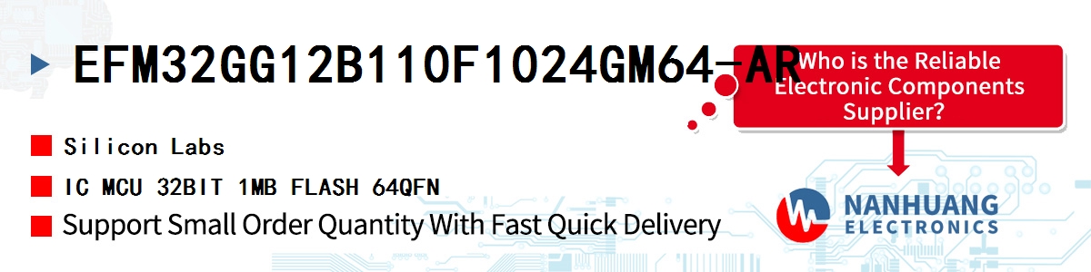 EFM32GG12B110F1024GM64-AR Silicon Labs IC MCU 32BIT 1MB FLASH 64QFN