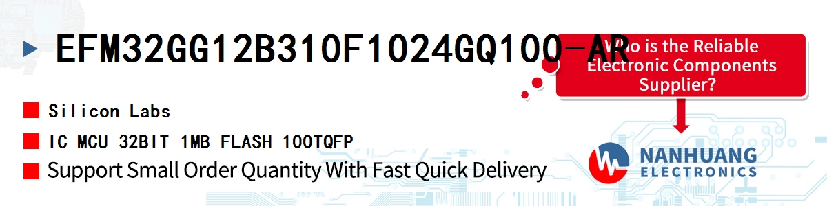 EFM32GG12B310F1024GQ100-AR Silicon Labs IC MCU 32BIT 1MB FLASH 100TQFP