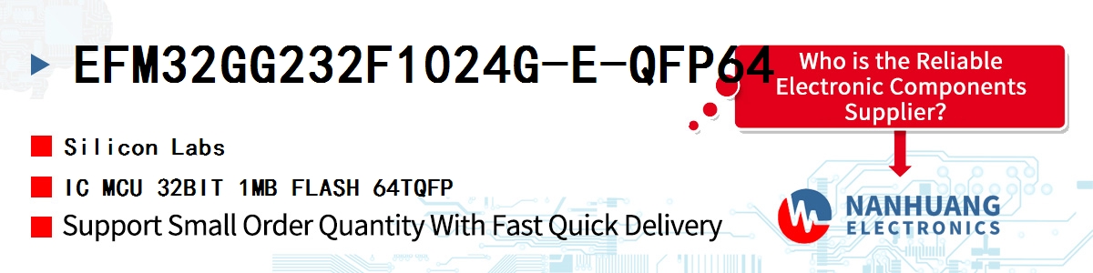 EFM32GG232F1024G-E-QFP64 Silicon Labs IC MCU 32BIT 1MB FLASH 64TQFP