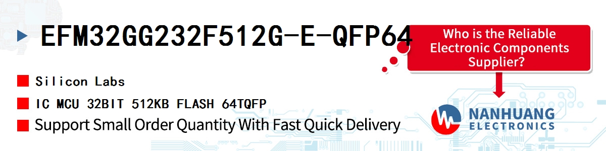 EFM32GG232F512G-E-QFP64 Silicon Labs IC MCU 32BIT 512KB FLASH 64TQFP