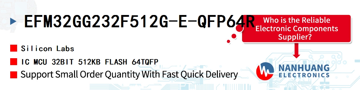 EFM32GG232F512G-E-QFP64R Silicon Labs IC MCU 32BIT 512KB FLASH 64TQFP