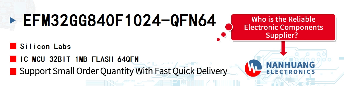 EFM32GG840F1024-QFN64 Silicon Labs IC MCU 32BIT 1MB FLASH 64QFN