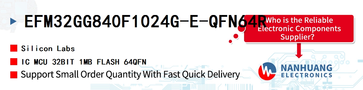 EFM32GG840F1024G-E-QFN64R Silicon Labs IC MCU 32BIT 1MB FLASH 64QFN