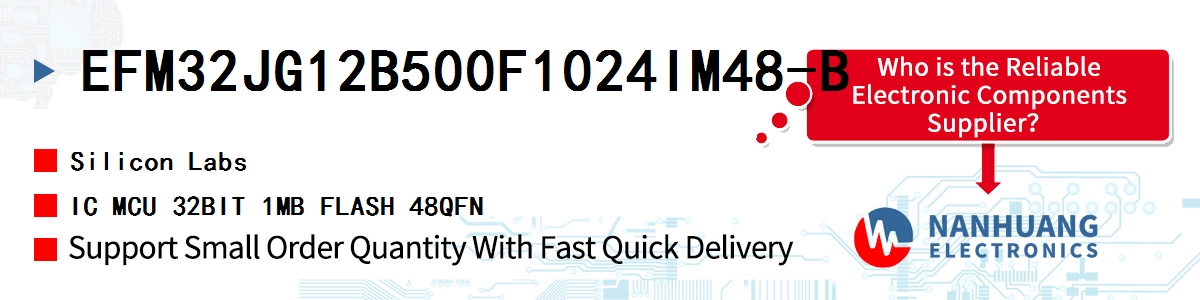 EFM32JG12B500F1024IM48-B Silicon Labs IC MCU 32BIT 1MB FLASH 48QFN