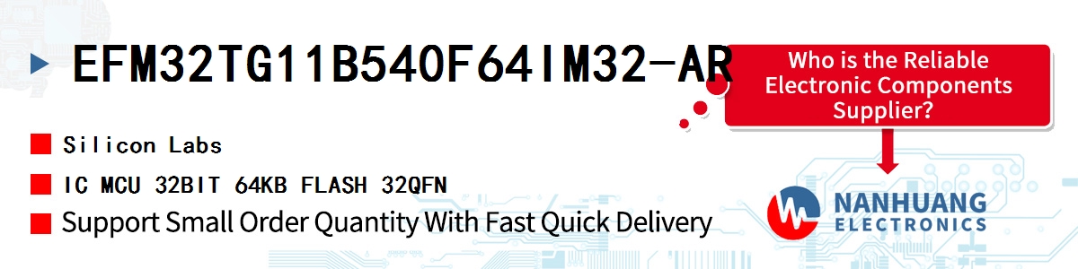 EFM32TG11B540F64IM32-AR Silicon Labs IC MCU 32BIT 64KB FLASH 32QFN