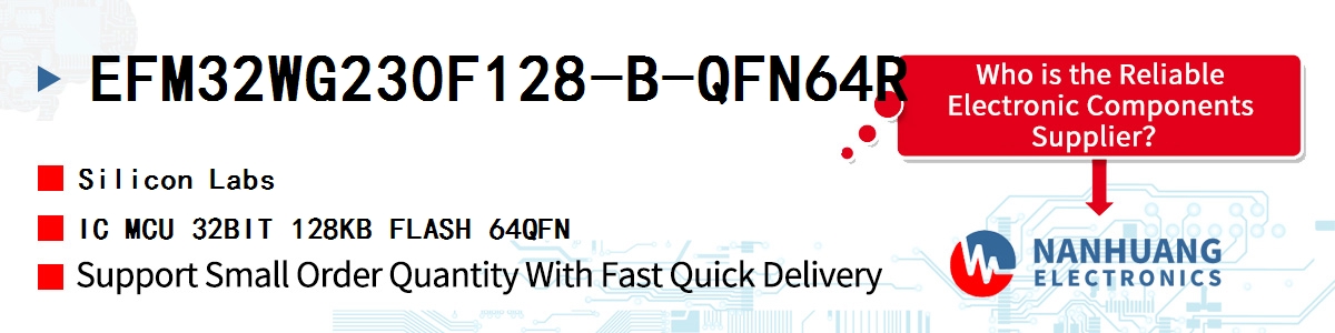 EFM32WG230F128-B-QFN64R Silicon Labs IC MCU 32BIT 128KB FLASH 64QFN