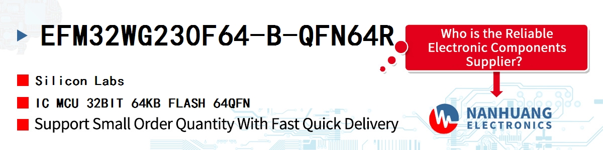 EFM32WG230F64-B-QFN64R Silicon Labs IC MCU 32BIT 64KB FLASH 64QFN