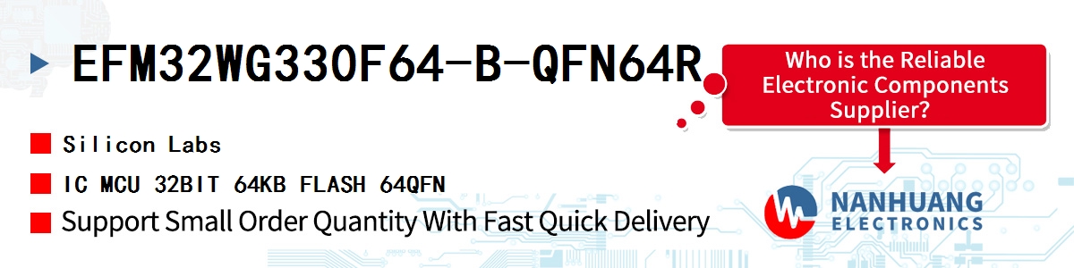 EFM32WG330F64-B-QFN64R Silicon Labs IC MCU 32BIT 64KB FLASH 64QFN