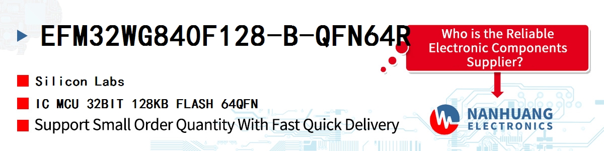 EFM32WG840F128-B-QFN64R Silicon Labs IC MCU 32BIT 128KB FLASH 64QFN