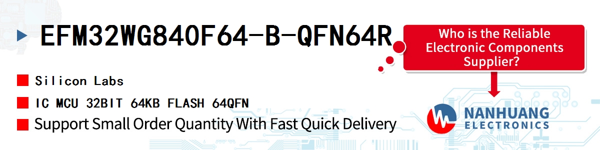 EFM32WG840F64-B-QFN64R Silicon Labs IC MCU 32BIT 64KB FLASH 64QFN