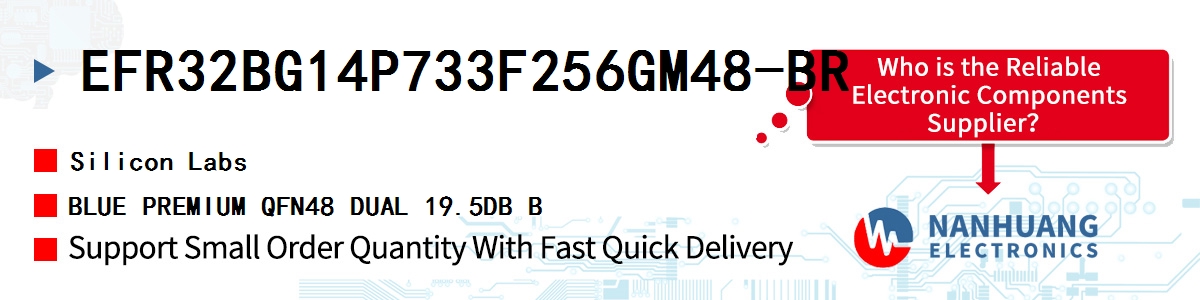 EFR32BG14P733F256GM48-BR Silicon Labs BLUE PREMIUM QFN48 DUAL 19.5DB B