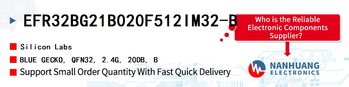 EFR32BG21B020F512IM32-B Silicon Labs BLUE GECKO, QFN32, 2.4G, 20DB, B