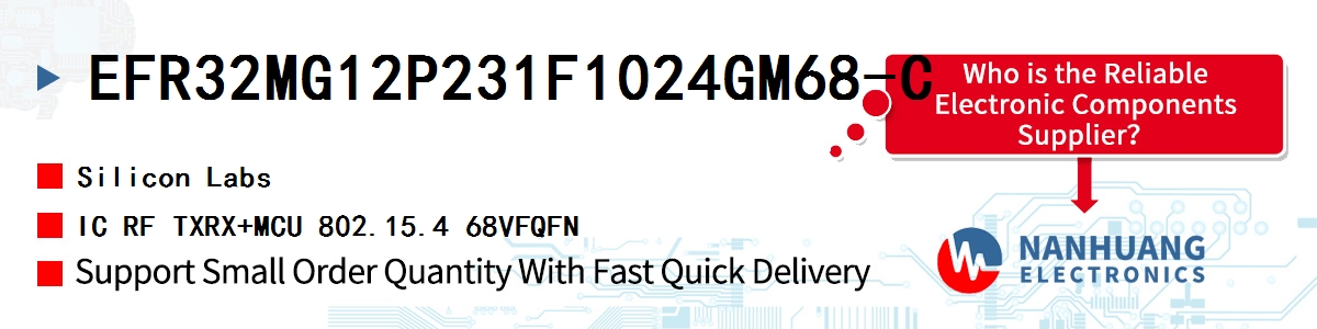 EFR32MG12P231F1024GM68-C Silicon Labs IC RF TXRX+MCU 802.15.4 68VFQFN