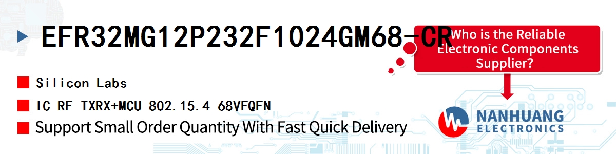 EFR32MG12P232F1024GM68-CR Silicon Labs IC RF TXRX+MCU 802.15.4 68VFQFN