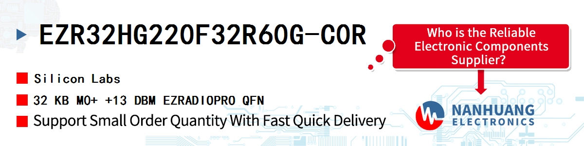 EZR32HG220F32R60G-C0R Silicon Labs 32 KB M0+ +13 DBM EZRADIOPRO QFN