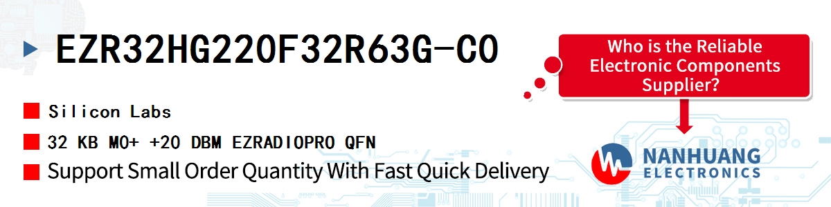 EZR32HG220F32R63G-C0 Silicon Labs 32 KB M0+ +20 DBM EZRADIOPRO QFN