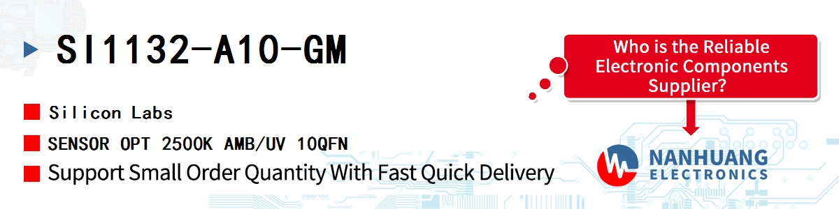 SI1132-A10-GM Silicon Labs SENSOR OPT 2500K AMB/UV 10QFN