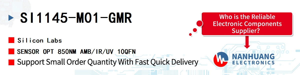 SI1145-M01-GMR Silicon Labs SENSOR OPT 850NM AMB/IR/UV 10QFN