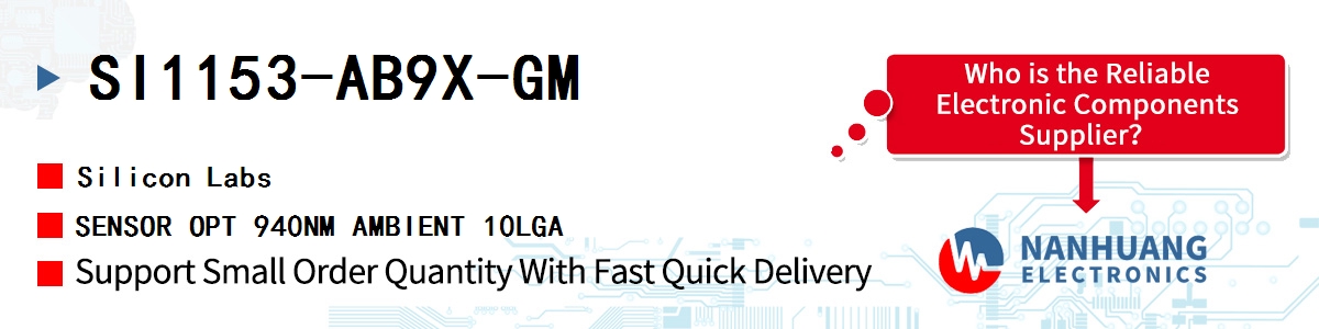 SI1153-AB9X-GM Silicon Labs SENSOR OPT 940NM AMBIENT 10LGA