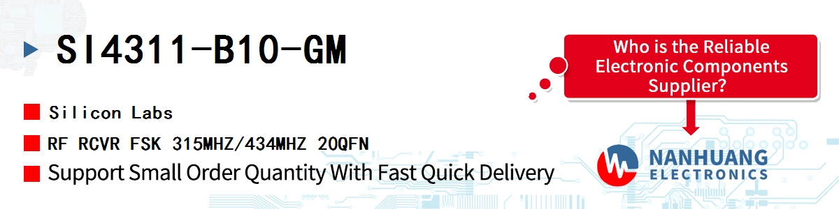 SI4311-B10-GM Silicon Labs RF RCVR FSK 315MHZ/434MHZ 20QFN