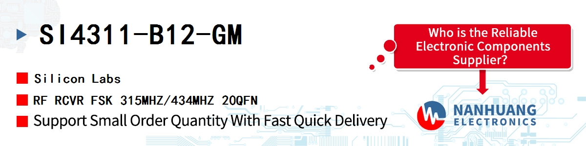 SI4311-B12-GM Silicon Labs RF RCVR FSK 315MHZ/434MHZ 20QFN