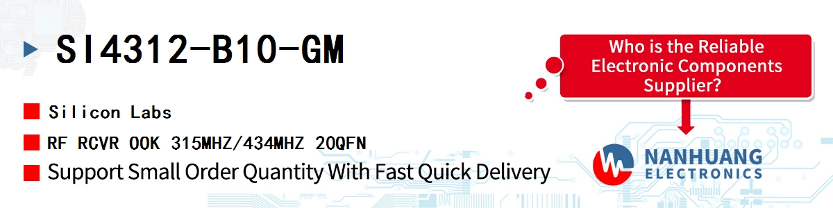 SI4312-B10-GM Silicon Labs RF RCVR OOK 315MHZ/434MHZ 20QFN