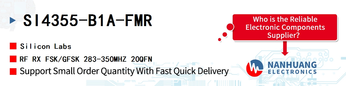 SI4355-B1A-FMR Silicon Labs RF RX FSK/GFSK 283-350MHZ 20QFN