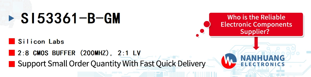 SI53361-B-GM Silicon Labs 2:8 CMOS BUFFER (200MHZ), 2:1 LV