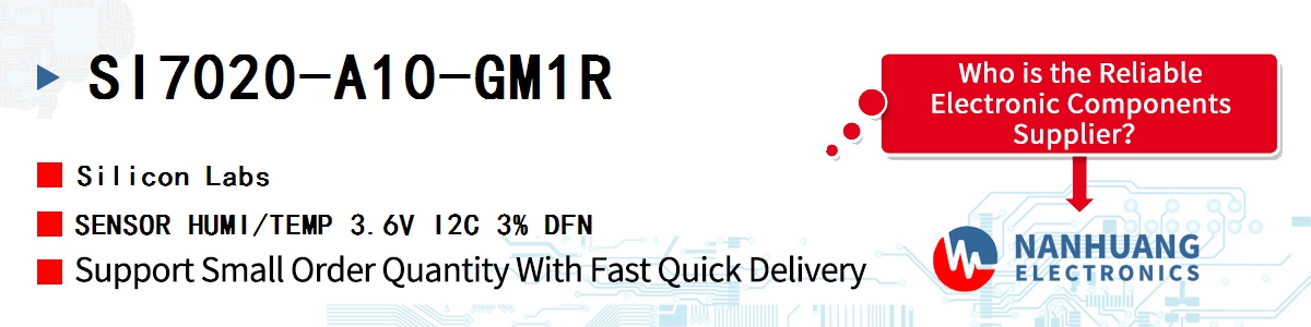 SI7020-A10-GM1R Silicon Labs SENSOR HUMI/TEMP 3.6V I2C 3% DFN