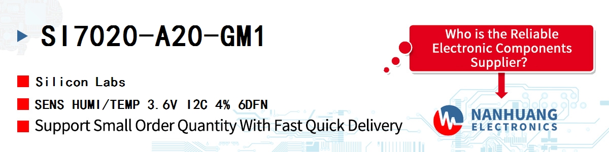 SI7020-A20-GM1 Silicon Labs SENS HUMI/TEMP 3.6V I2C 4% 6DFN