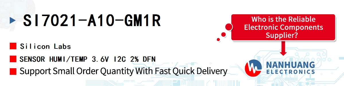 SI7021-A10-GM1R Silicon Labs SENSOR HUMI/TEMP 3.6V I2C 2% DFN