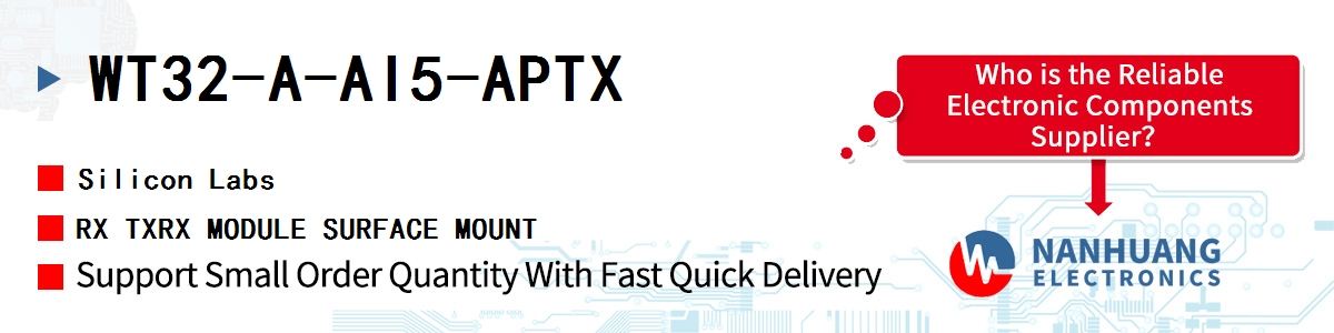 WT32-A-AI5-APTX Silicon Labs RX TXRX MODULE SURFACE MOUNT